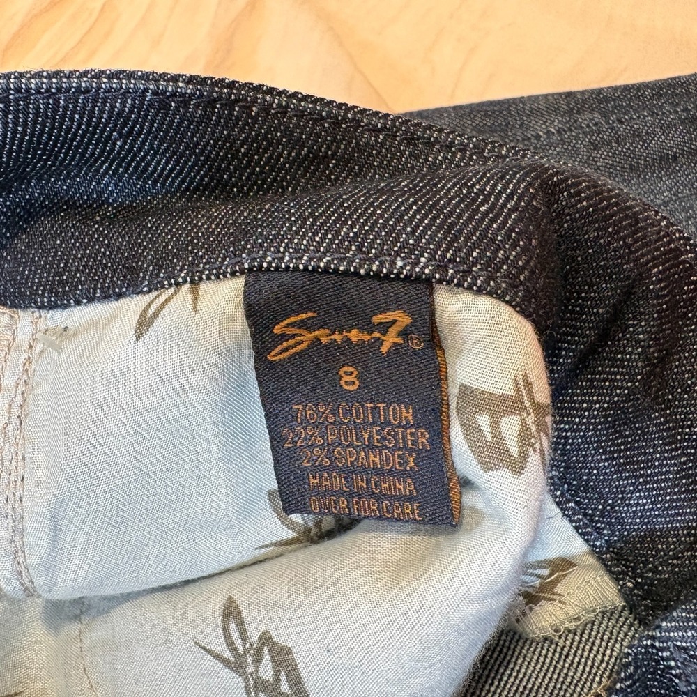 Seven7 Jeans Womens Boot Cut Dark Wash Blue Denim Embellished Pockets Size 8 - Picture 8 of 9